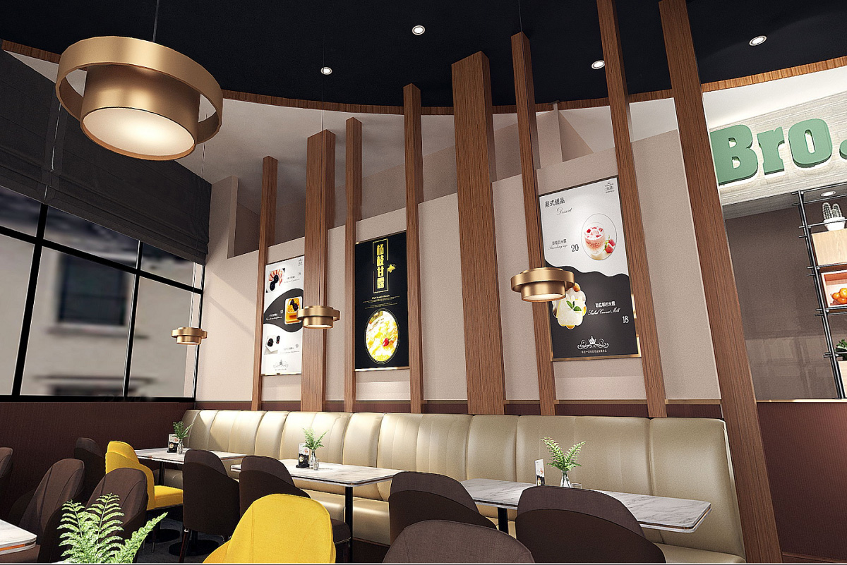 美國開心點餐廳:木紋不銹鋼天花裝飾 美國開心點餐廳:木紋不銹鋼天花裝飾