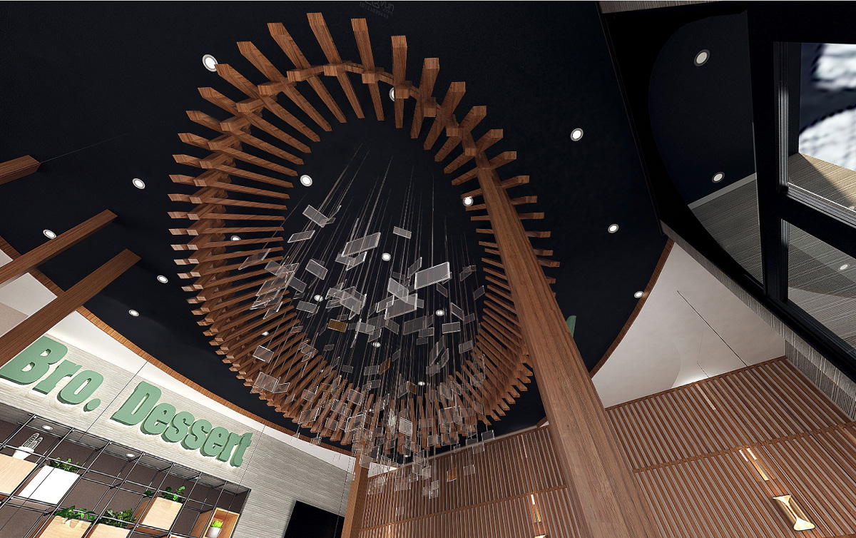 美國開心點餐廳:木紋不銹鋼天花裝飾 美國開心點餐廳:木紋不銹鋼天花裝飾